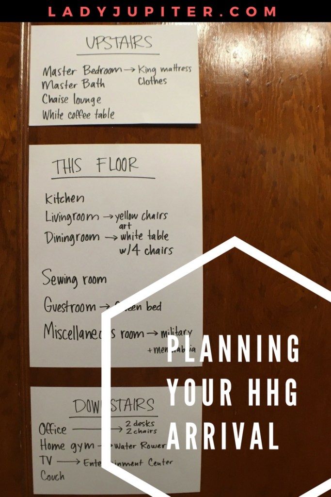 Let's talk about planning your HHG arrival so you can plan now and not stress. #planning #PCS #airforcewife
