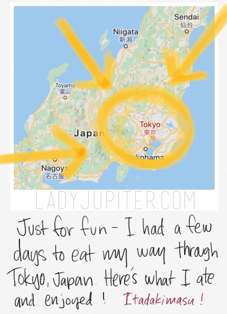 Annotated meal notes from Tokyo, Japan