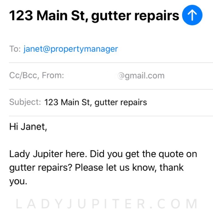 Sample email from joint account to a single person - easy. #familygmail #worksmarter #milspouse