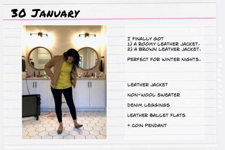 Outfit of the day January 30. #OOTD #WhatIWore #ootdshare #leatherjacket #coinpendant