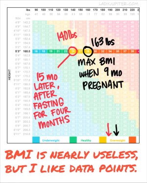 BMI for quick reference - knowing full well that body mass index is just a small piece of the wellness picture.