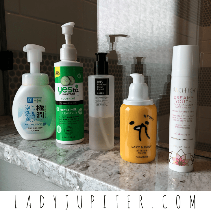 Writing about my five almost-daily skincare favorites! K Beauty has changed my life for the better, here are the products I use while raising a toddler. #Skincare #Over35 #KBeauty