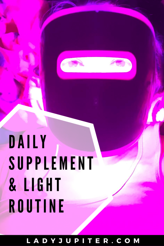 Sharing my daily supplement & light routines! It's so much more than taking a multivitamin. Come see my favorites as a low level biohacking SAHM. #biohacking #selfoptimizing #antiaging #vitamins