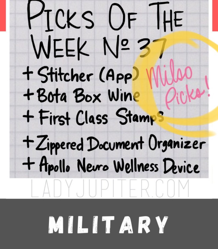 Picks № 37 are milso picks; those little things that my life happier and easier when my spouse is TDY, deployed, or just working late all week. Being able to purchase a little sanity is well worth it in my book, so come on in and see this week's picks! #picksoftheweek #milso #milspouse #pilotwife #TDYs #DeploymentHelp #self-care
