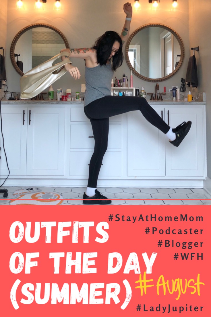 Summer 2020 Outfits of the Day. I really enjoy the occasional metallic leather accessories. #Sorrynotsorry #SAHM #podcaster #blogger #ladyjupiter #augustoutfits