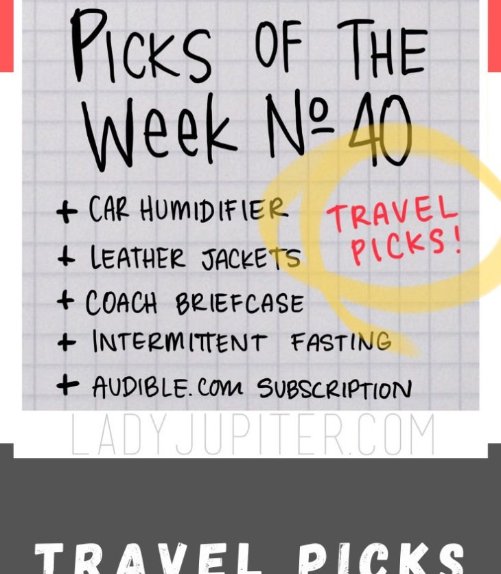 Picks №40 are a fresh batch of travel picks that will be well used on a nice long solo drive. #weekdayvacay #roadtrip #Octobertravel #LadyJupiter #PicksOfTheWeek