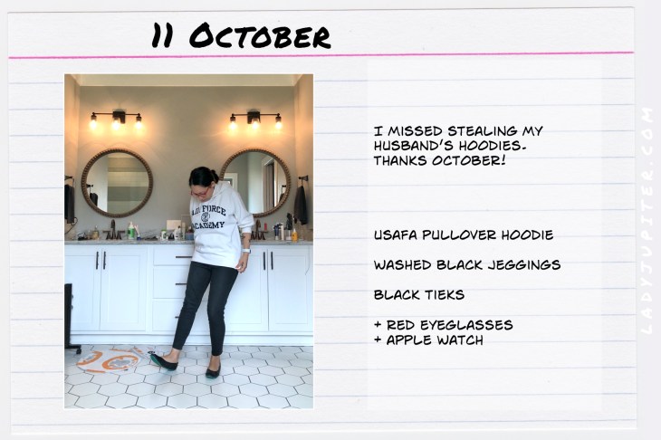 Outfits of the Day October 11. #OOTD #October #MomOutfits #LadyJupiter #USAFA #Tieks
