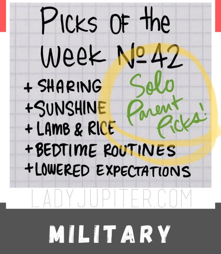 Picks №42 are a reflection upon the part of our military lives that force one parent to do the work of two. #LadyJupiter #PicksOfTheWeek #milspouse #soloparenting #milblogger
