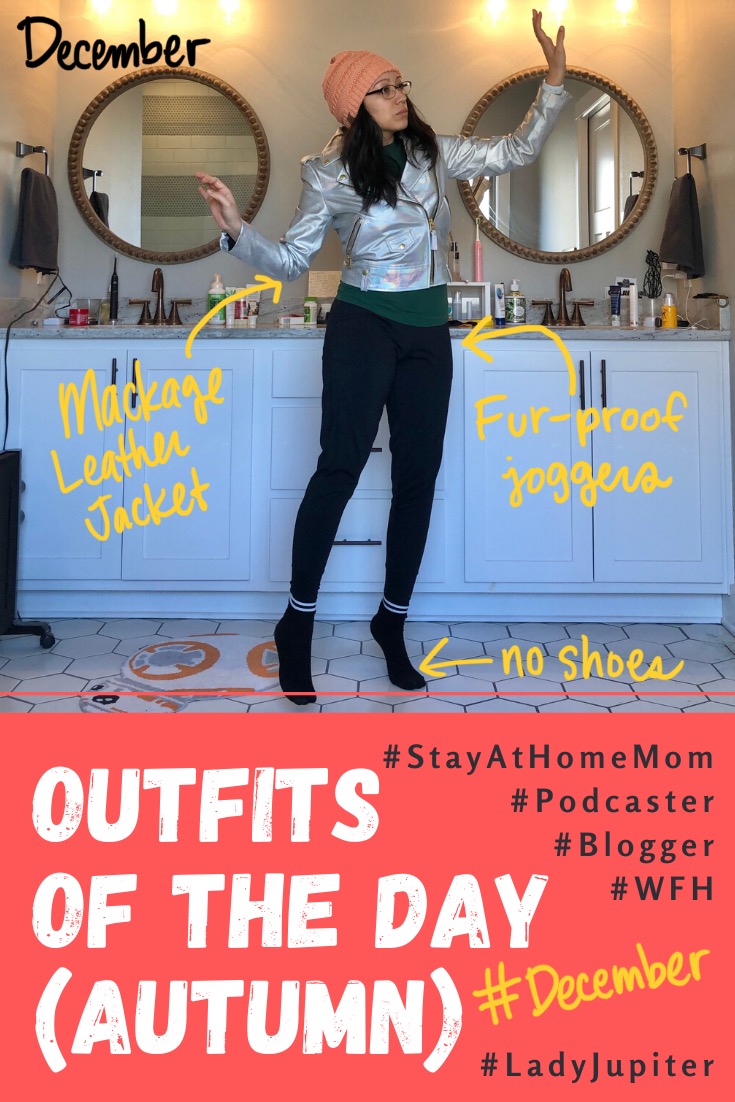 Outfits of the day post! Click on to see what I wore in autumn, when I could finally wear hoodies and jackets again without melting. #OOTD #LadyJupiter #MomOutfits #comfortable #leather #naturalhair