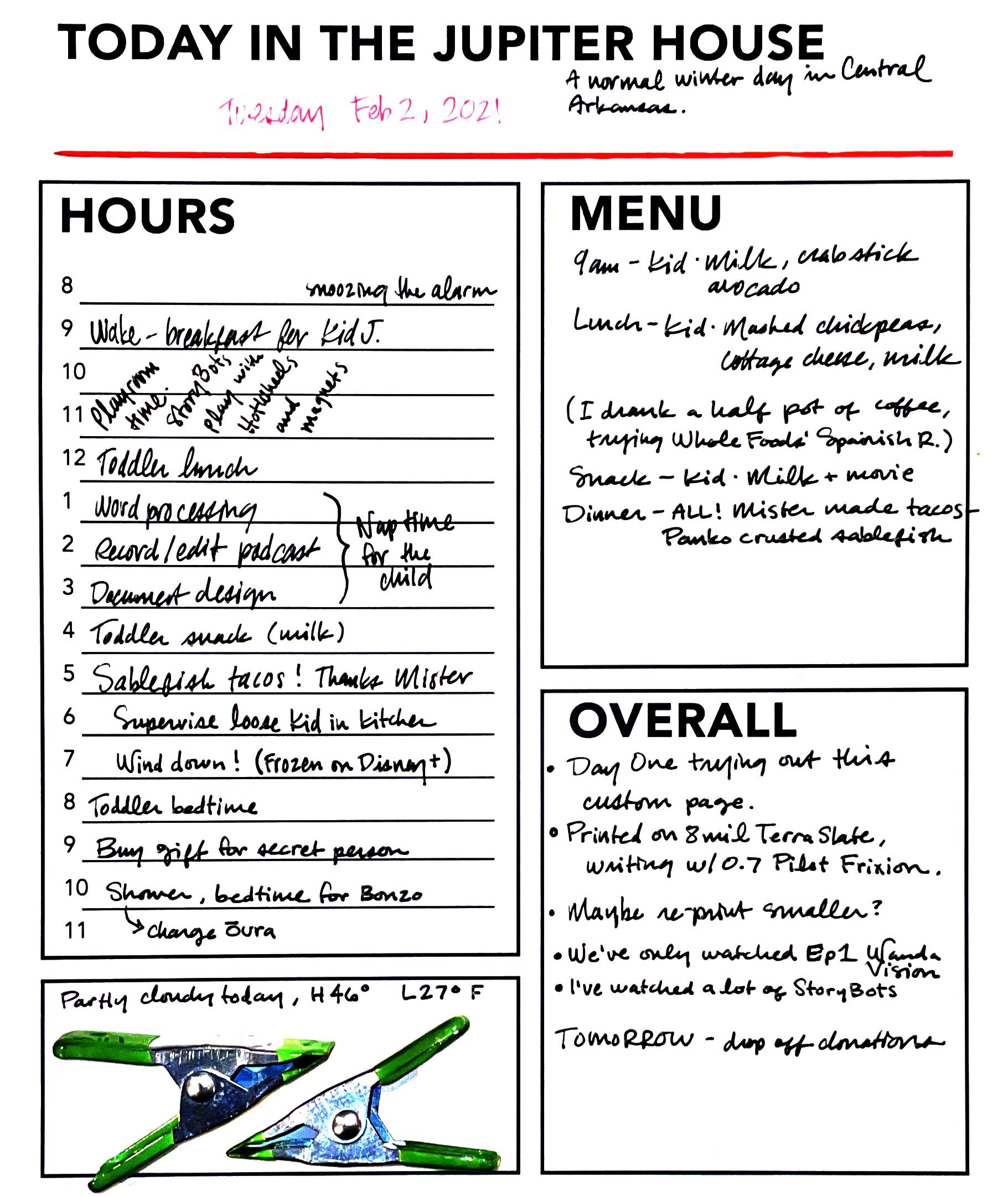 Just saving and sharing a snapshot of today. Normal life during a pandemic with a toddler. #schedule #plans #customtemplate #TerraSlate #Rocketbook