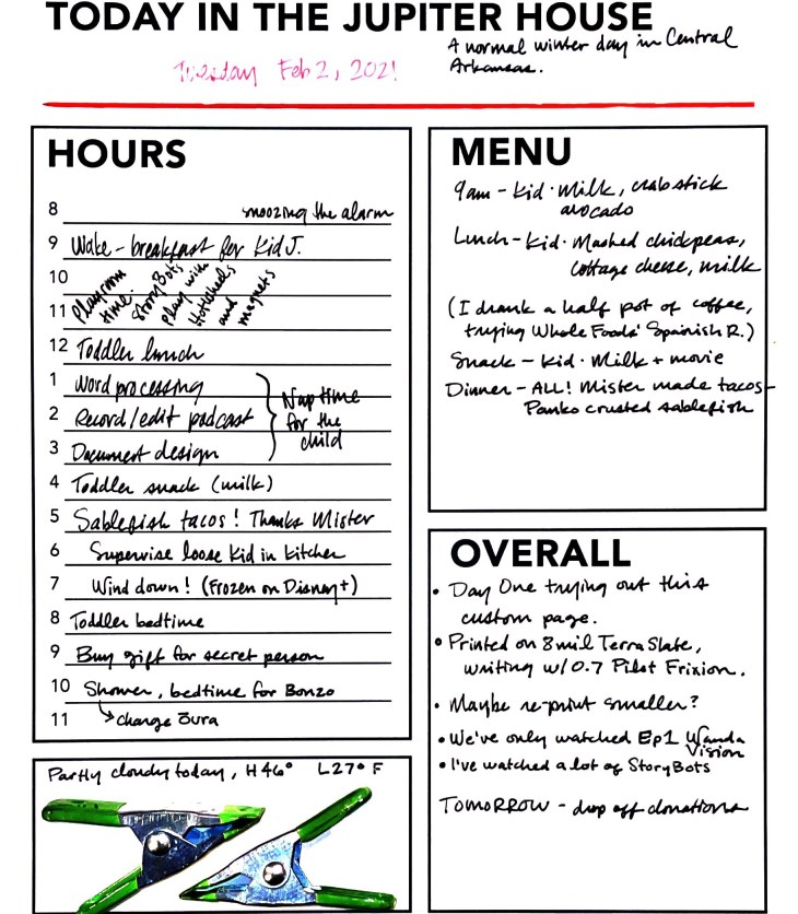 Just saving and sharing a snapshot of today. Normal life during a pandemic with a toddler. #schedule #plans #customtemplate #TerraSlate #Rocketbook