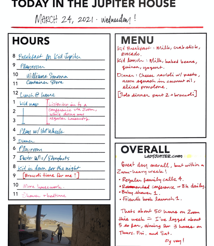 March 24, just a peek into a good day. Lots of Zoom this week, but hey - I squeezed in a photo just for fun today because I love holding my kid's hand. #DailyJupiter #LadyJupiter