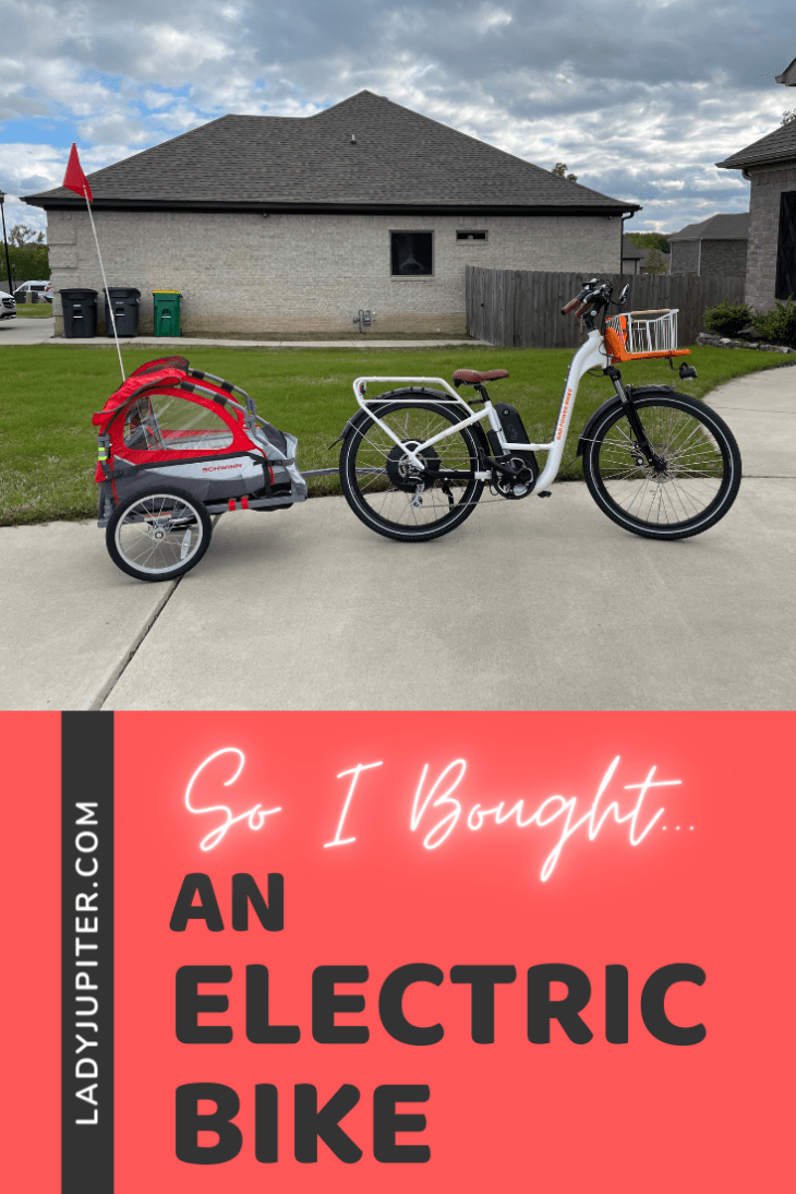 So I bought...an electric bike! This post is all about my beloved ebike and current accessories. The toddler and I get more sunshine and we both love the wind on our faces. #LadyJupiter #electricbike #RadPowerBikes #Schwinn #getoutside #urbanbike #ebike