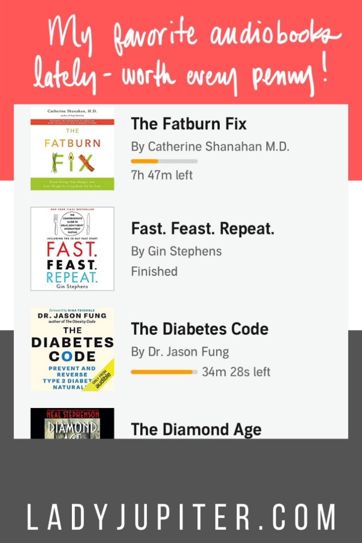 My favorite Audible.com books lately - mostly health and wellness, plus sci-fi. #LadyJupiter