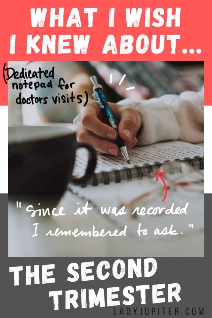 What I wish I knew about the second trimester! From aches and pains to easy restaurant requests, this post is about what I wish I knew, but what I also got right. #LadyJupiter #WhatIWishIKnew #pregnancy #secondtrimester