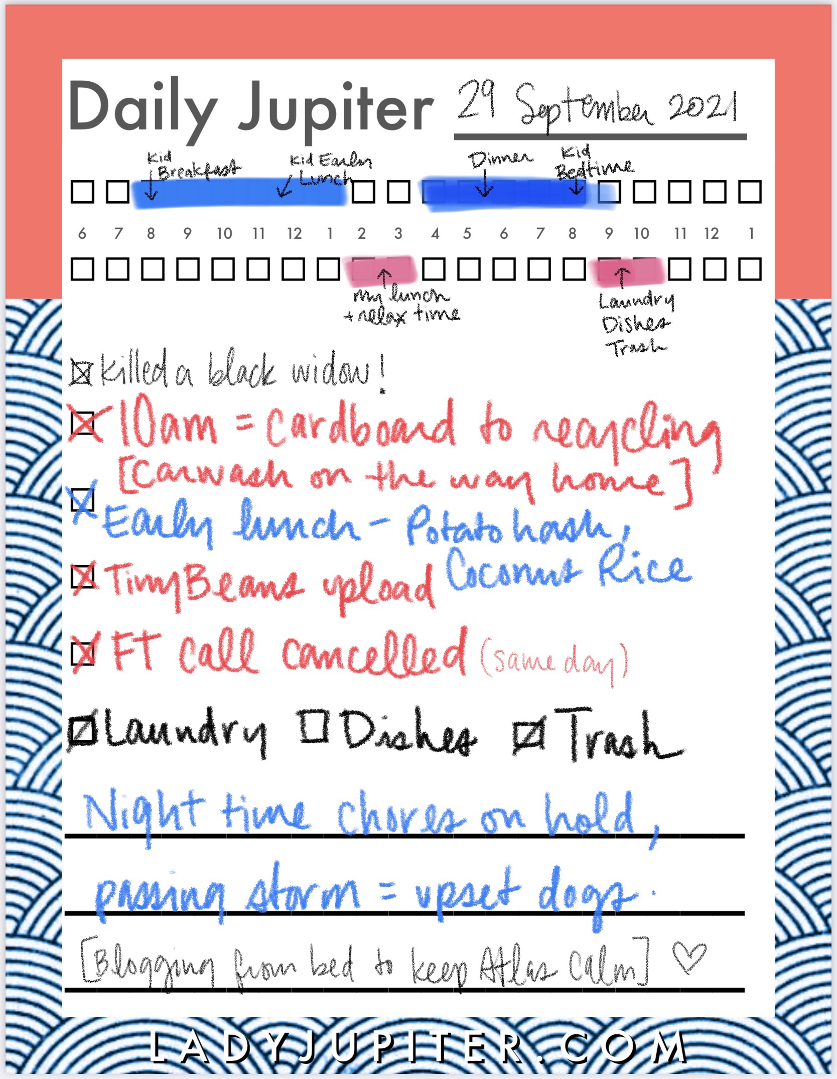 29 September - Normal day. Morning errands, evening chores paused while a storm passes. #LadyJupiter #DailyJupiter