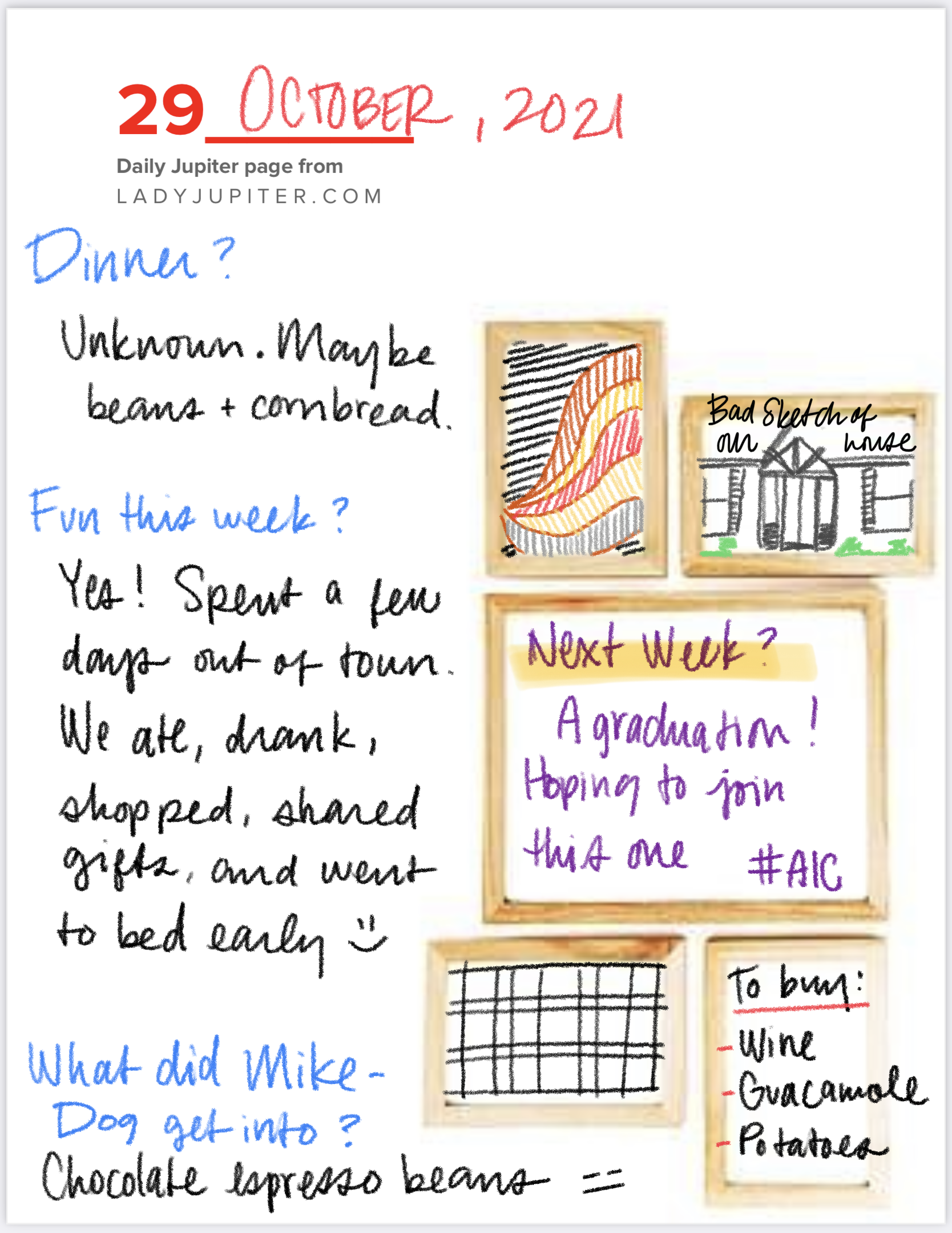 29 October. Just some notes while I waited in a parking lot. #DailyJupiter #notes #Friday