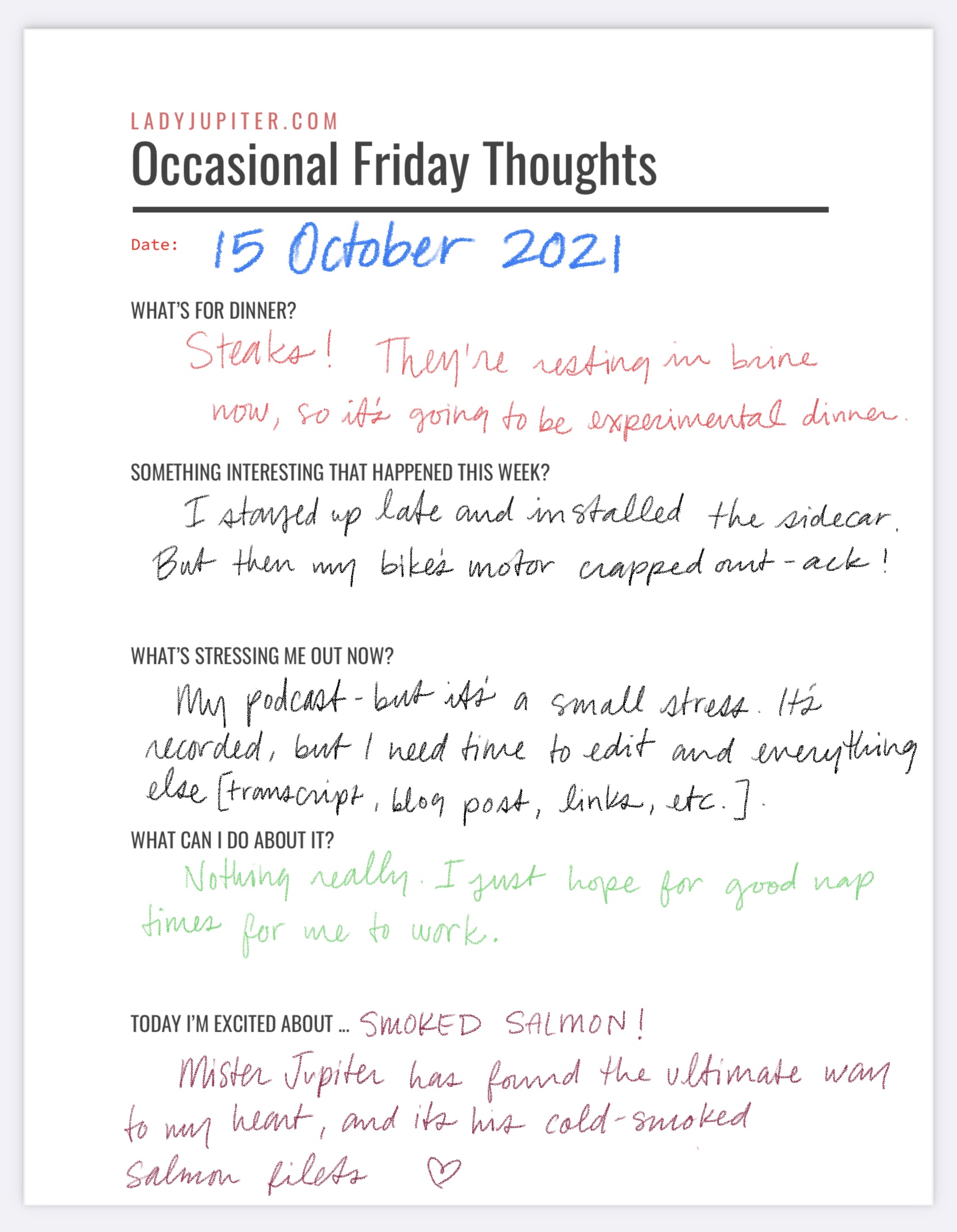 15 October. Experimental Friday Jupiter; just having fun making and sharing digital notes. #LadyJupiter #DailyJupiter #Friday #Notes