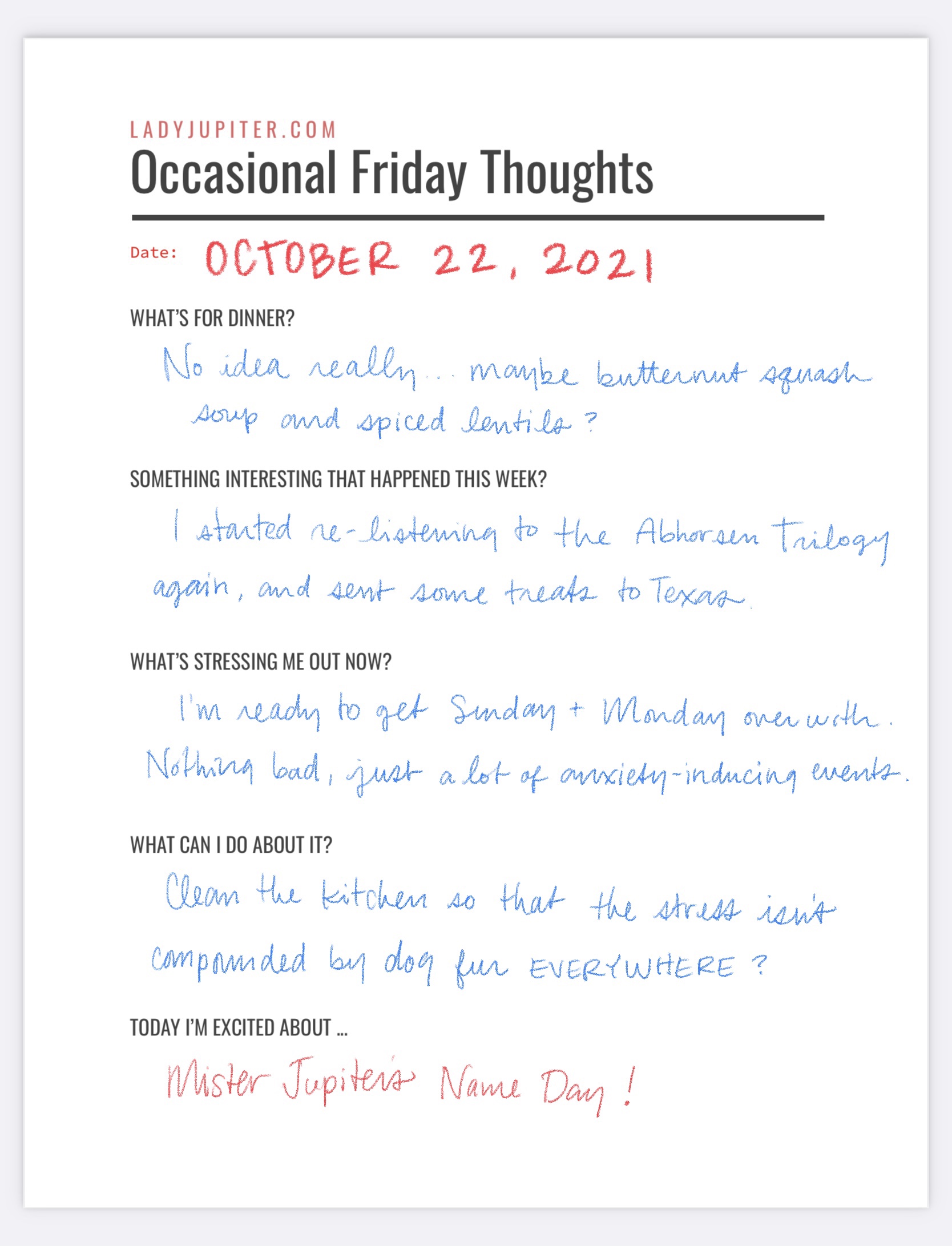 October 22. Just some Friday thoughts. #LadyJupiter #DailyJupiter #diary #Friday