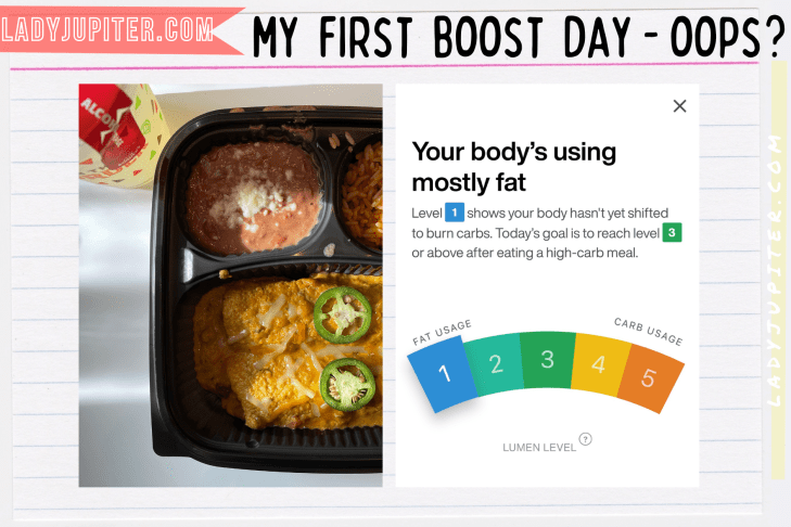 So I bought...a Lumen! It's a breathalyzer that measures CO2 and tells me if I'm burning fats or carbs. Here are details about my first Boost Day. #LadyJupiter #Lumen #biohacking #BetterStrongerFaster #unsponsored #productreview