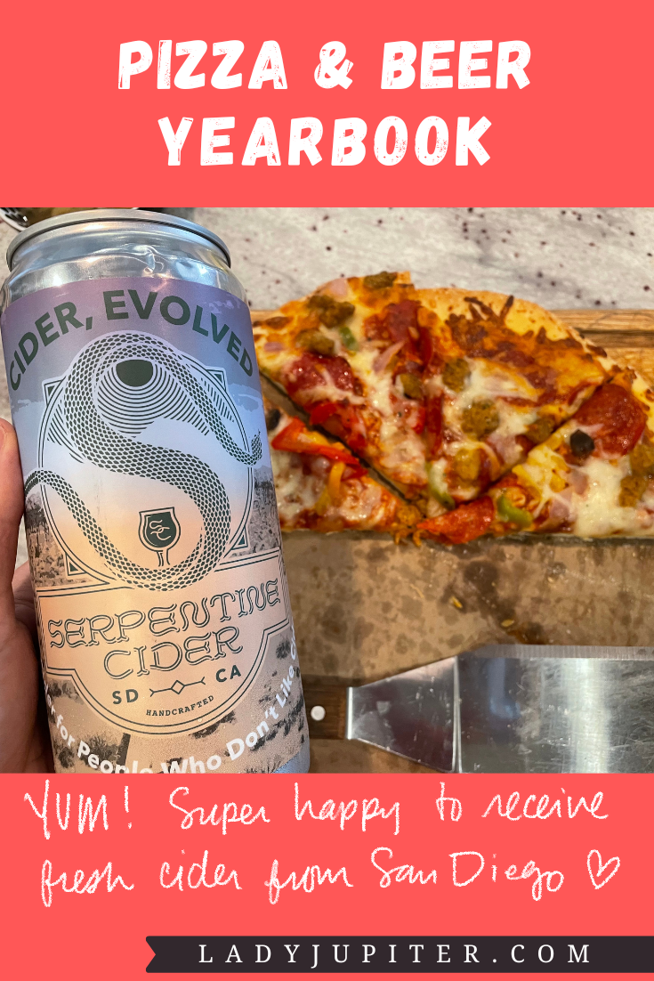 Pizza and Beer Yearbook - a thoughtful chronicle, or an excuse to order pizza each month⁉️ Probably the latter! #LadyJupiter #BeerAndPizza #Yearbook #JustForFun #SharingIsCaring #SerpentineCider