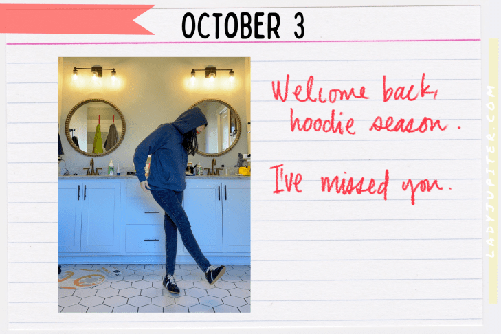 Outfits of the Day, Q4! The public closet of a hobby podcaster. #LadyJupiter #OOTD #DailyOutfits #October #Q4 #WomenWithADHD #Late30s