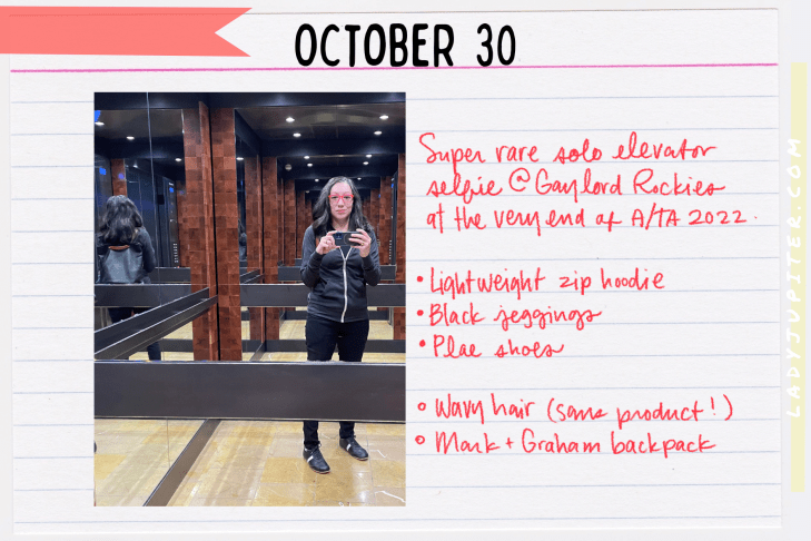 Outfits of the Day, Q4! The public closet of a hobby podcaster. #LadyJupiter #OOTD #DailyOutfits #October #Q4 #WomenWithADHD #Late30s