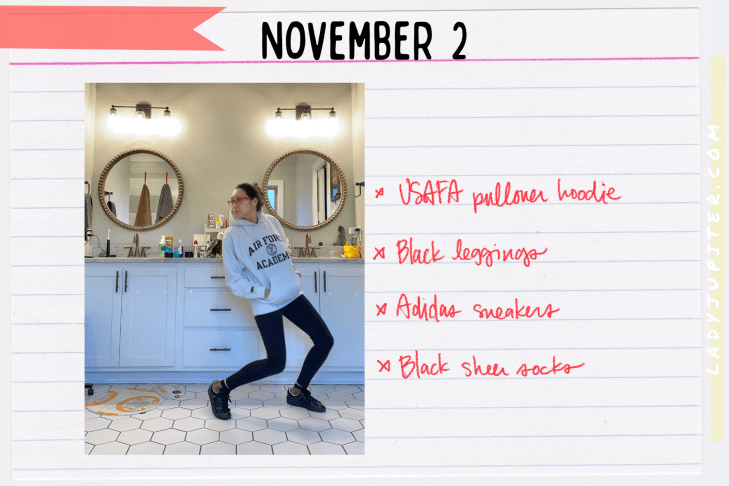 Outfits of the Day, Q4! The public closet of a hobby podcaster. #LadyJupiter #OOTD #DailyOutfits #November #Q4 #WomenWithADHD #Late30s