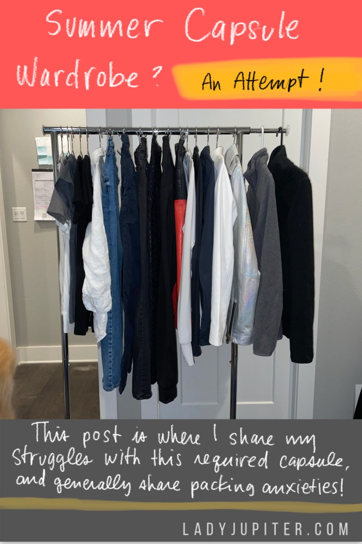 This maximalist needs to live out of a suitcase for several weeks, so it's time to REALLY use a capsule wardrobe. I need a second suitcase for shoes already! #LadyJupiter #CapsuleWardrobe #SummerCapsule #PackingAnxiety #Anxiety