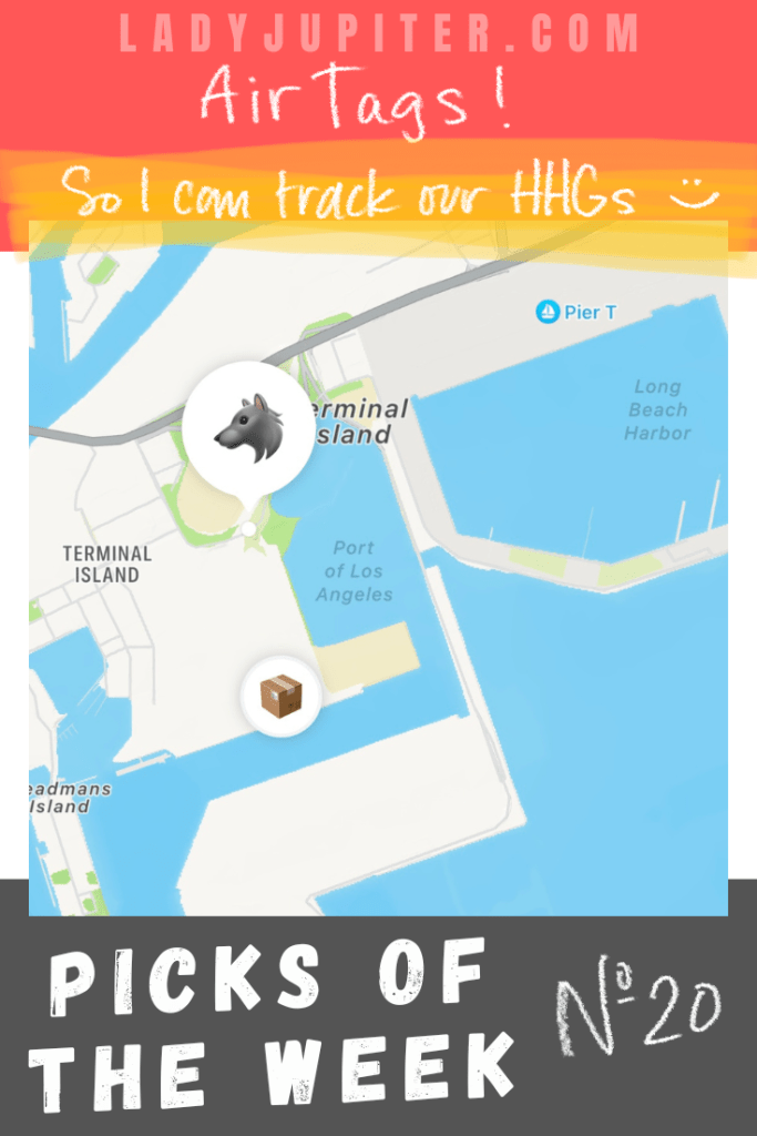 Our first set of AirTags have been crated with our HHG, and I am curious to watch them cross an ocean. This is our first OCONUS PCS, and I'm happy that I can track 2/7ths of our shipment! #LadyJupiter #PicksOfTheWeek #AirTags #AirTaggedPCS #Week№20