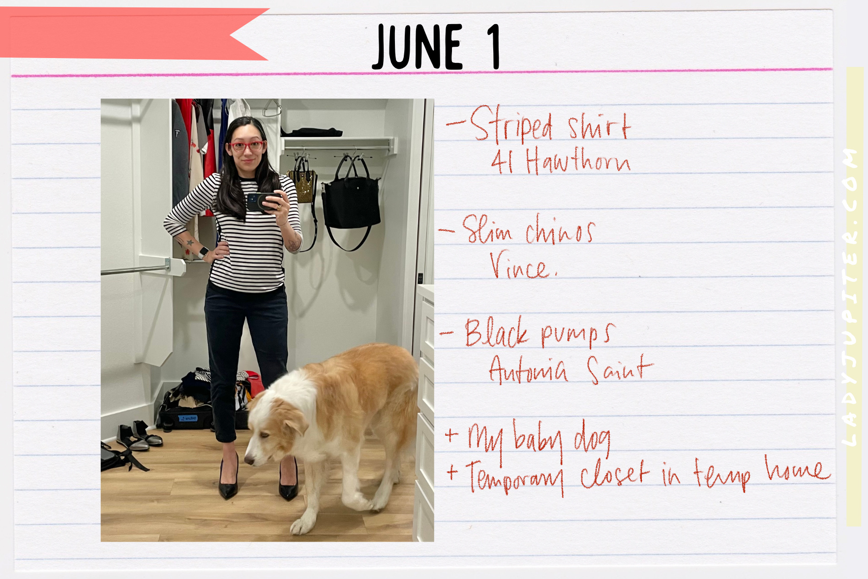 Outfits of the Day, Q2! International relocation = capsule wardrobe. #LadyJupiter #OOTD #June #Q2 #38F #Arkansas #PCSing #WithMyDog
