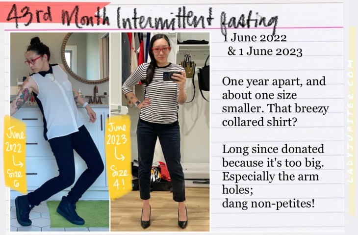 I've been intermittent fasting for 50 months, and I'm here to show the world that it is a sustainable lifestyle. Really; skipping breakfast and not snacking is no hardship. #IntermittentFasting #IFlife #43rdMonth #BlackWhite #Stripes